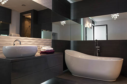 Elegant fixture in luxurious beathroom